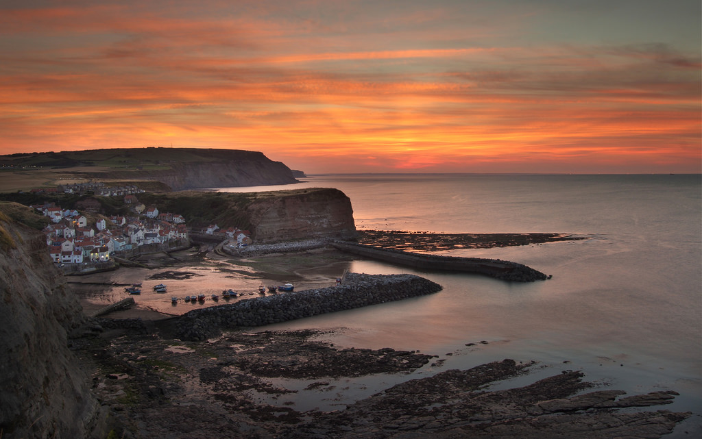 Sunset over Staithes from the Cleveland Way