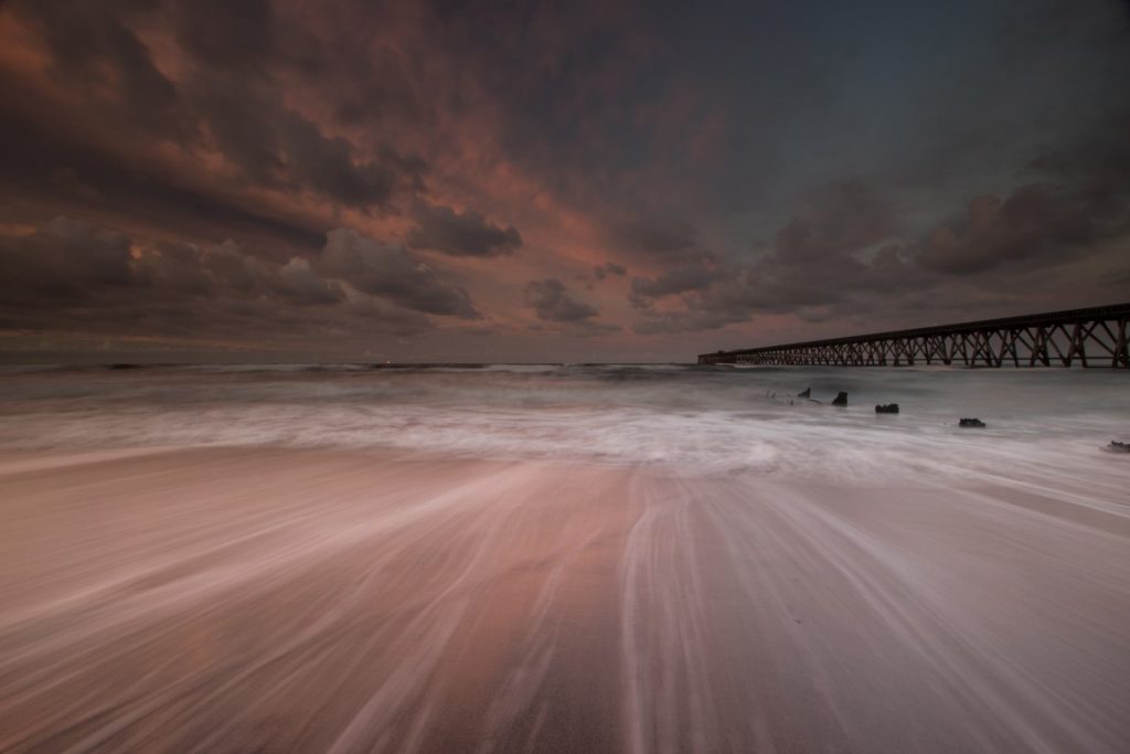 Steetley Pier long exposure of wave drawbacks